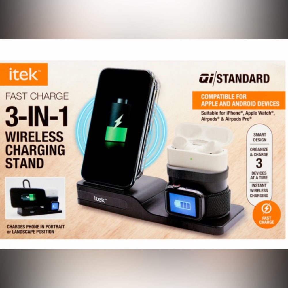 3-in-1‎ Wireless Charging Stand - Black